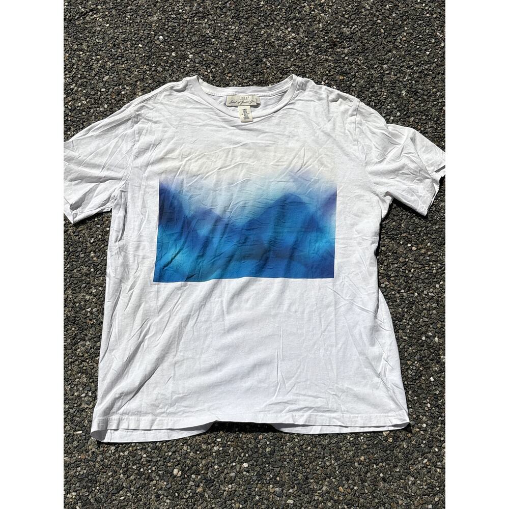 LOGG Label of Graded Goods white xl shirt with blue  watercolor art